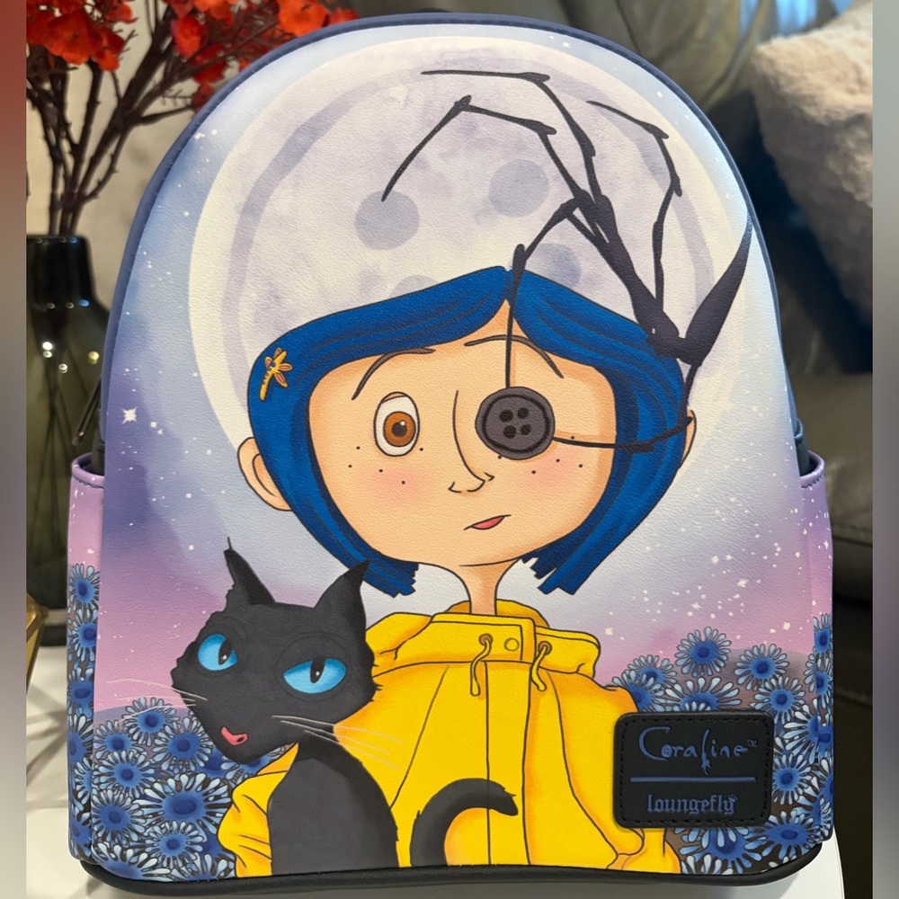 NWT Loungefly Coraline Button Eye Flower Mini Backpack